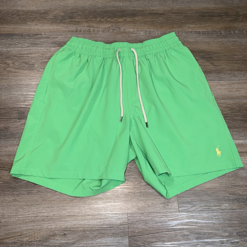 Polo Ralph Lauren Traveler Swim Shorts Mens Medium Vibrant Neon Golf Green Pony